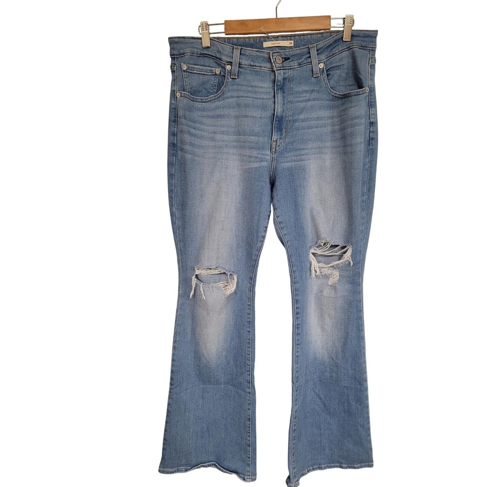 Levi's 726 Flare Boho Jeans Women Light Wash Southwestern Style Size 34X31